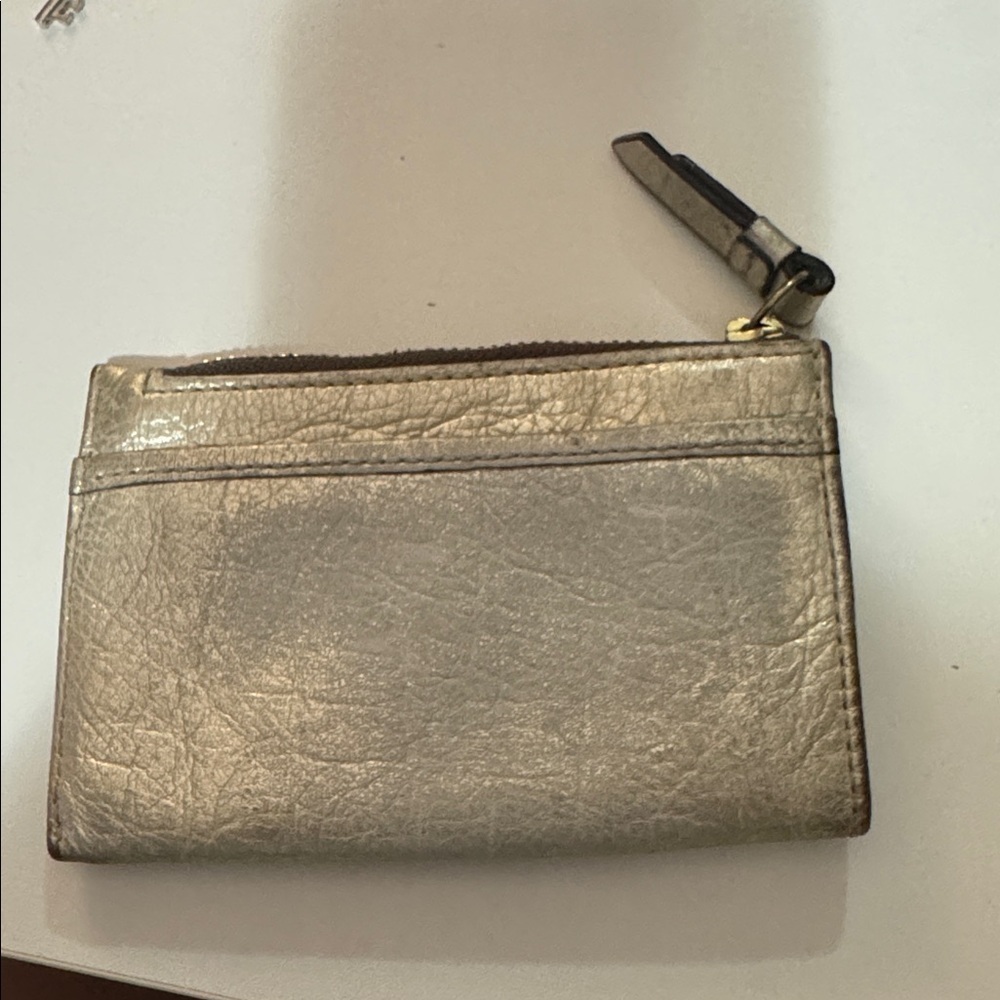 Coach Gold metallic Leather card holder - Picture 2 of 4